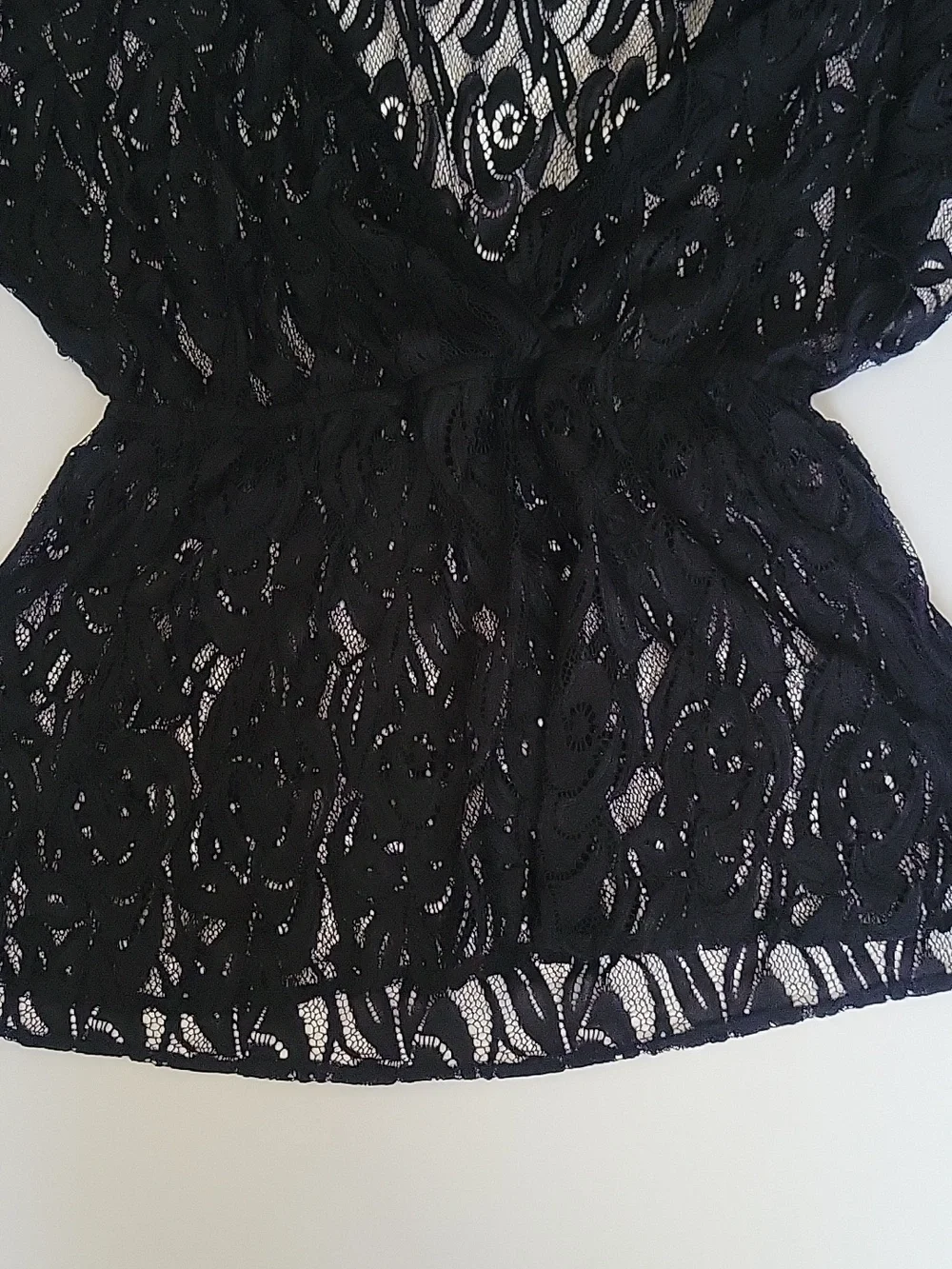 Black Lace Swim Cover Top 3X